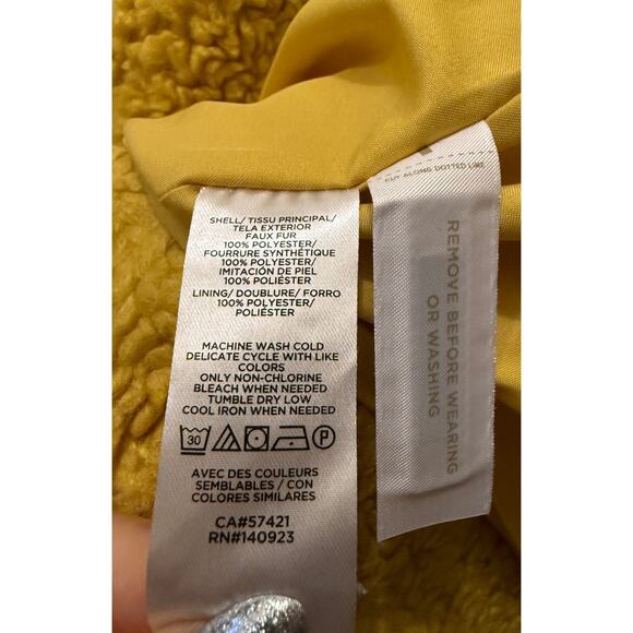 LOFT Teddy Coat Long Women M Medium Yellow - Picture 7 of 7